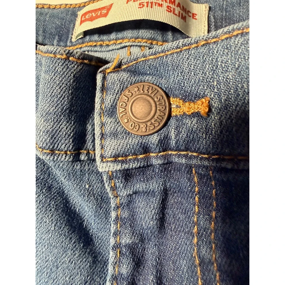Levis 511 Slim Performance Girls Jeans Size 14 Reg W27 L29 Blue Denim Adjustable